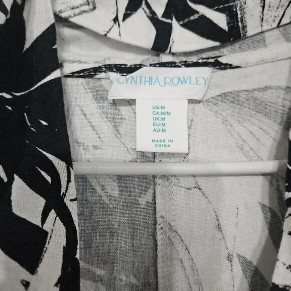 Cynthia Rowley Black White Linen Blend Sleeveless High Low Dress Size Medium - Picture 5 of 6